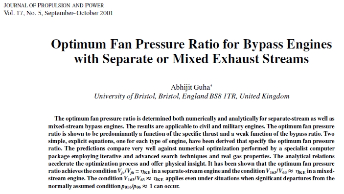 optimum_fan_pressure_ratio_turbofan_AIAA_JPP_Guha_2001.jpg